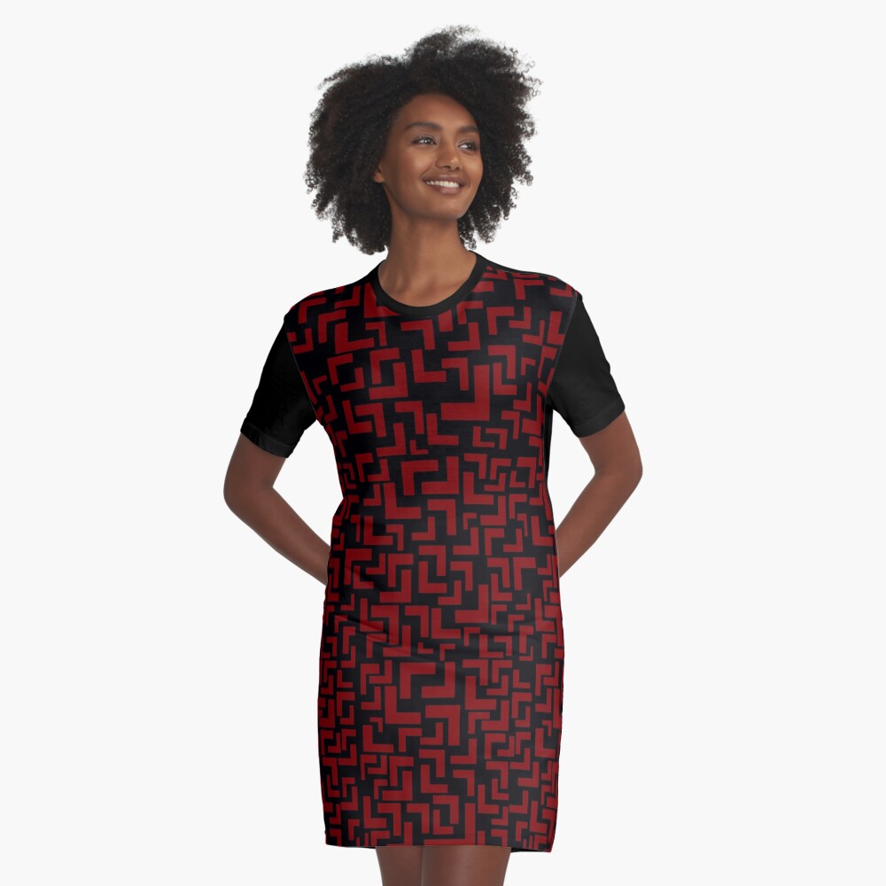 Glitches in the Void, Red Graphic T-Shirt Dress