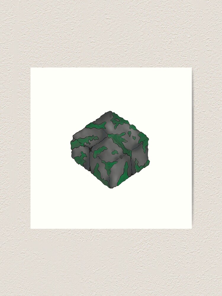 Semi Realistic Minecraft Mossy Stone Brick Slab Art Print By Aster0l0gy Redbubble