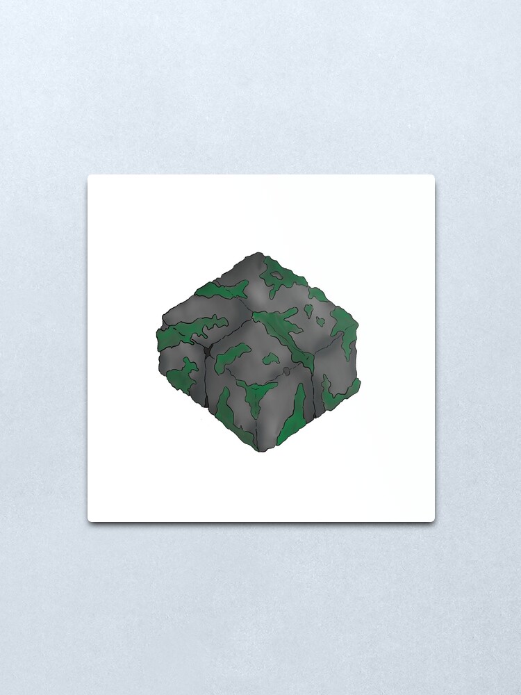 Semi Realistic Minecraft Mossy Stone Brick Slab Metal Print By Aster0l0gy Redbubble