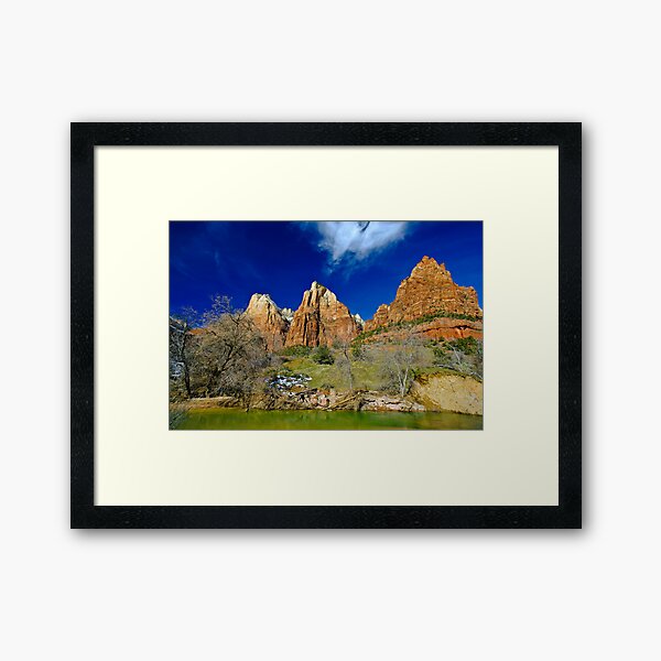 The Patriarchs, Zion Virgin River Framed Art Print