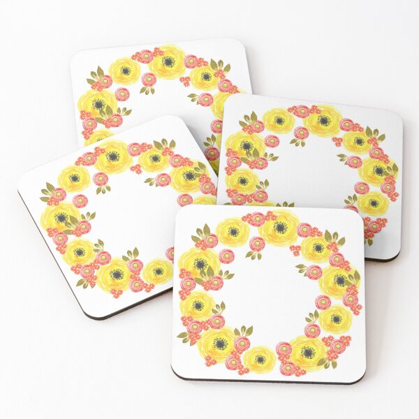 Item preview, A Floral watercolor wreath with yellow flowers designed and sold by Victoria Riabov.