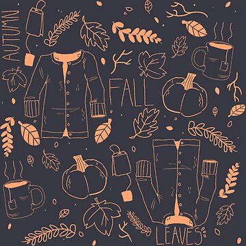 Artwork thumbnail, Sweater Weather in Navy and Coral by loupsgaroux