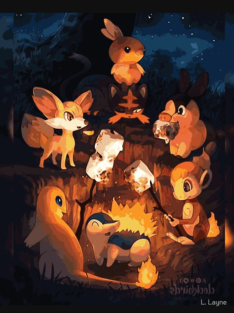 Fire Starters Chilling in a Campfire - Pocket Monsters by LorenzoGnech