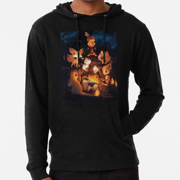 Fire Starters Chilling in a Campfire - Pocket Monsters Lightweight Hoodie