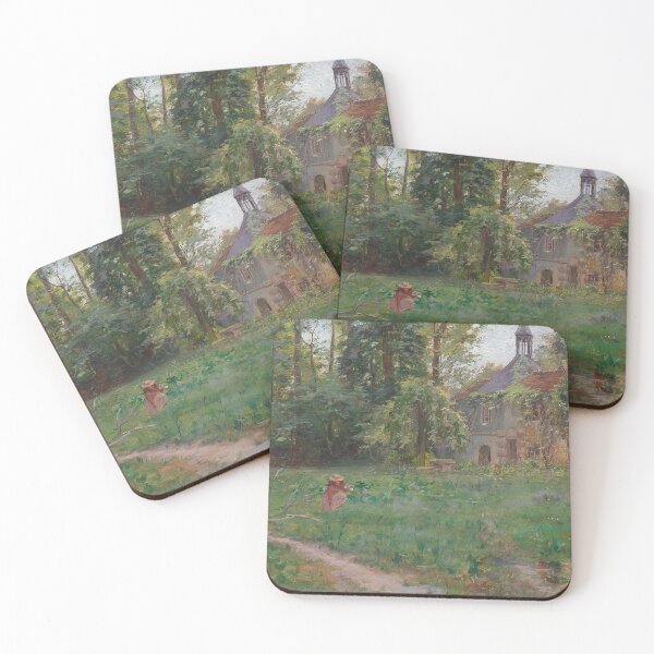 Item preview, Flower picking girl in a summery landscape, Gaston Bussiere, 1893 designed and sold by immortalpeaches.