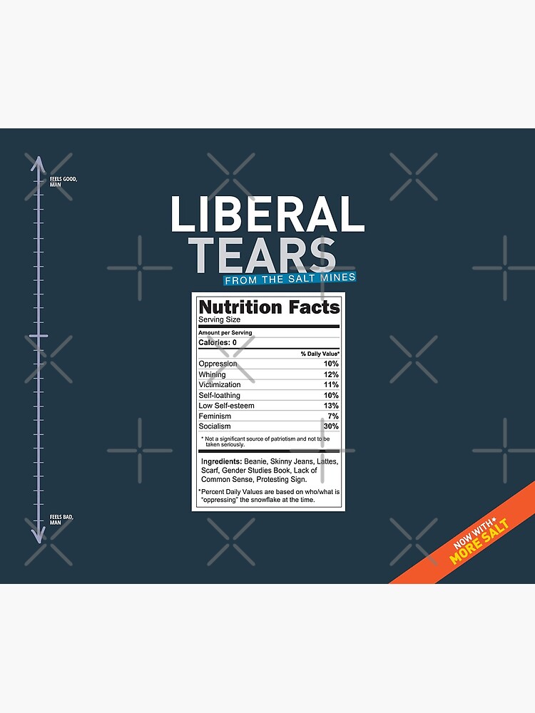 SPECIAL Liberal/Democrat Tears From the Salt Mines Logo with salty tears supplement facts - Online Store by iresist