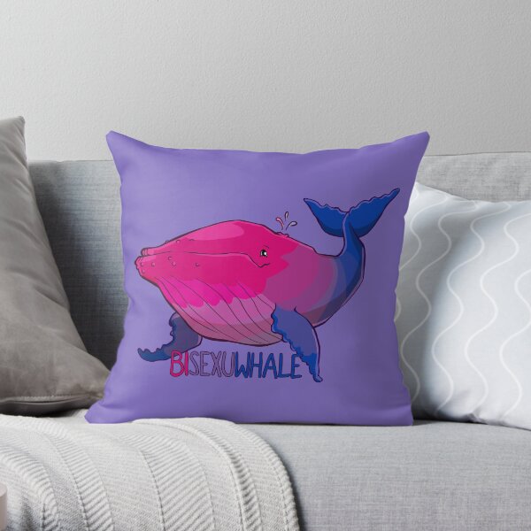 Bisexuwhale - with text Throw Pillow