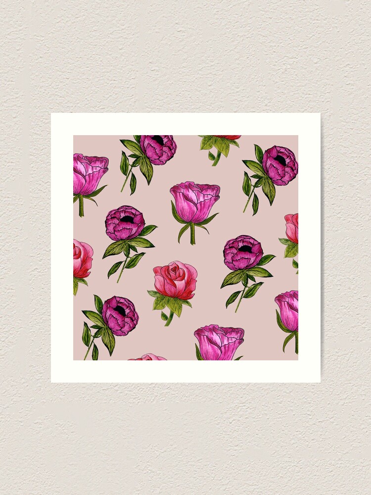 Alternate view of Pink and Purple florals Art Print
