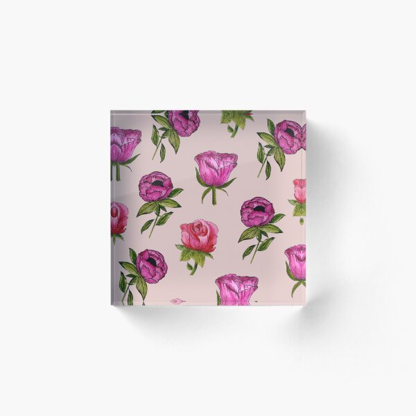 Pink and Purple florals Acrylic Block