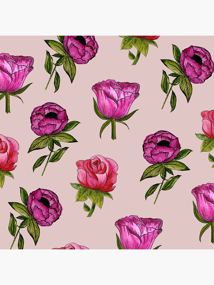 Pink and Purple florals by artbylenashop