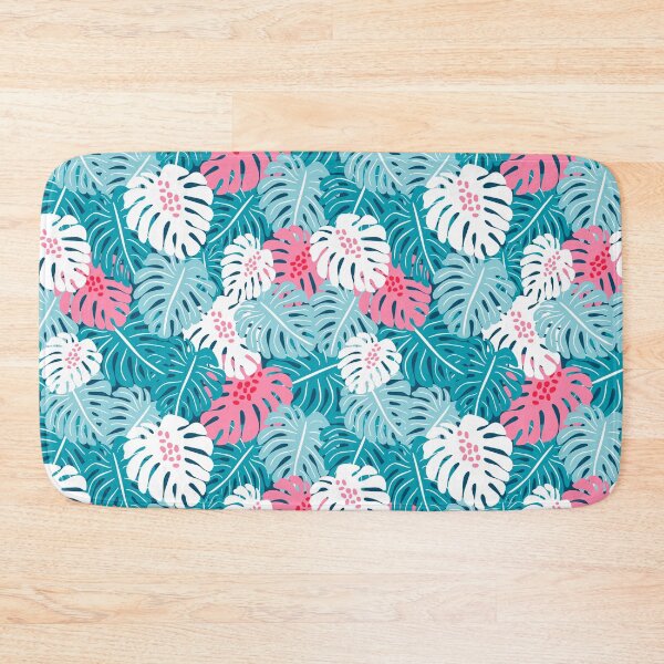 Item preview, Tropical monstera leaves - raspberry/teal designed and sold by vivdesign.