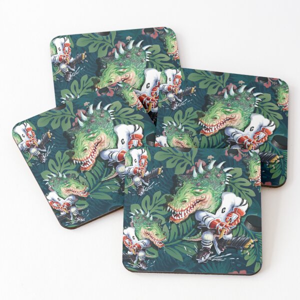 Item preview, T Rex Hockey Hawaiian Floral Pattern DK designed and sold by MudgeStudios.