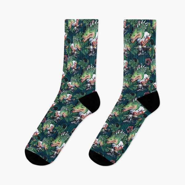 Item preview, T Rex Hockey Hawaiian Floral Pattern DK designed and sold by MudgeStudios.
