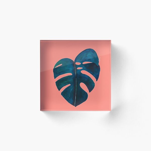 Monstera leaf (Coral) Acrylic Block