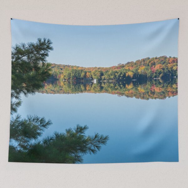Item preview, Pine Bough Framing - Calm Autumnal Muskoka Lake designed and sold by Georgia Mizuleva.