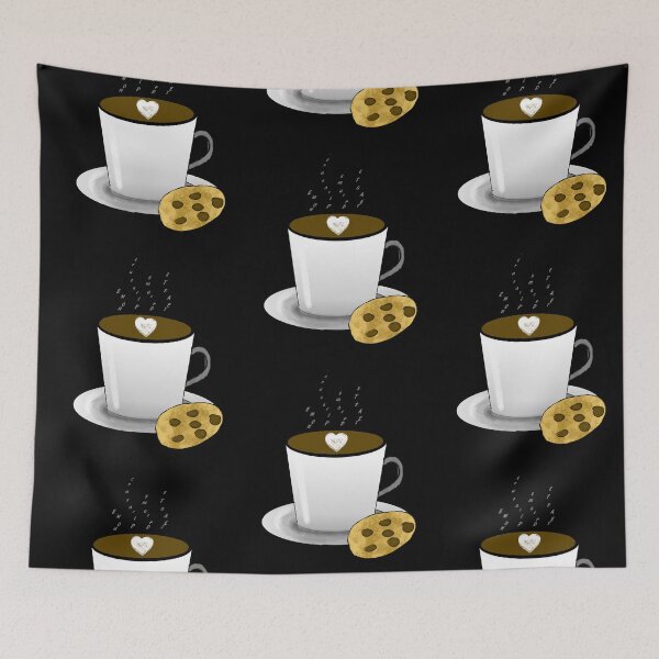Item preview, Coffee cup with cookie on saucer topped with heart shaped cream	 designed and sold by siwabudda.