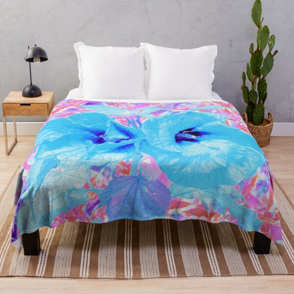 Item preview, Two Cool Blue Plum Crazy Hibiscus on Purple designed and sold by myrubiogarden.