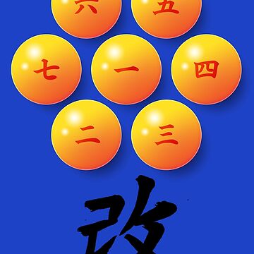 Imagen de la obra Bolas de dragón con números en japonés y el kanji de KAI (改) de Yoteformo