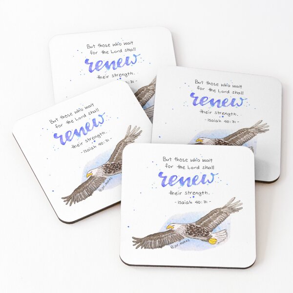Item preview, Watercolour Eagle Painting with Bible Verse on Isaiah 40 designed and sold by jermakes.