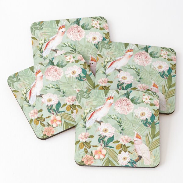 Item preview, Tropical cockatoo and jungle Botanical Garden pattern - mint designed and sold by UtArt.