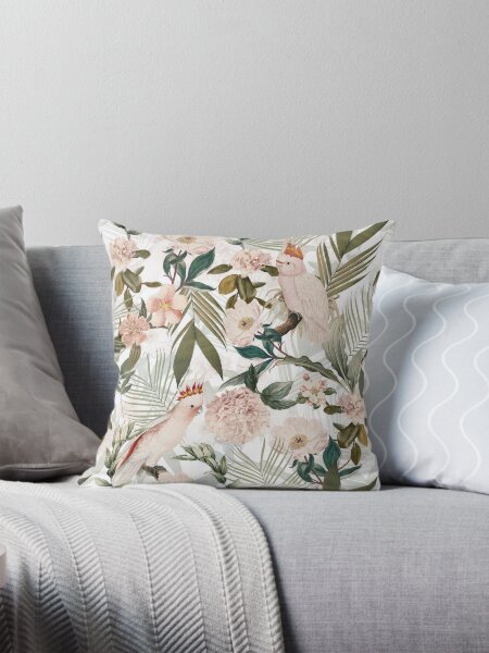 Item preview, Tropical cockatoo and jungle Botanical Garden pattern - white designed and sold by UtArt.