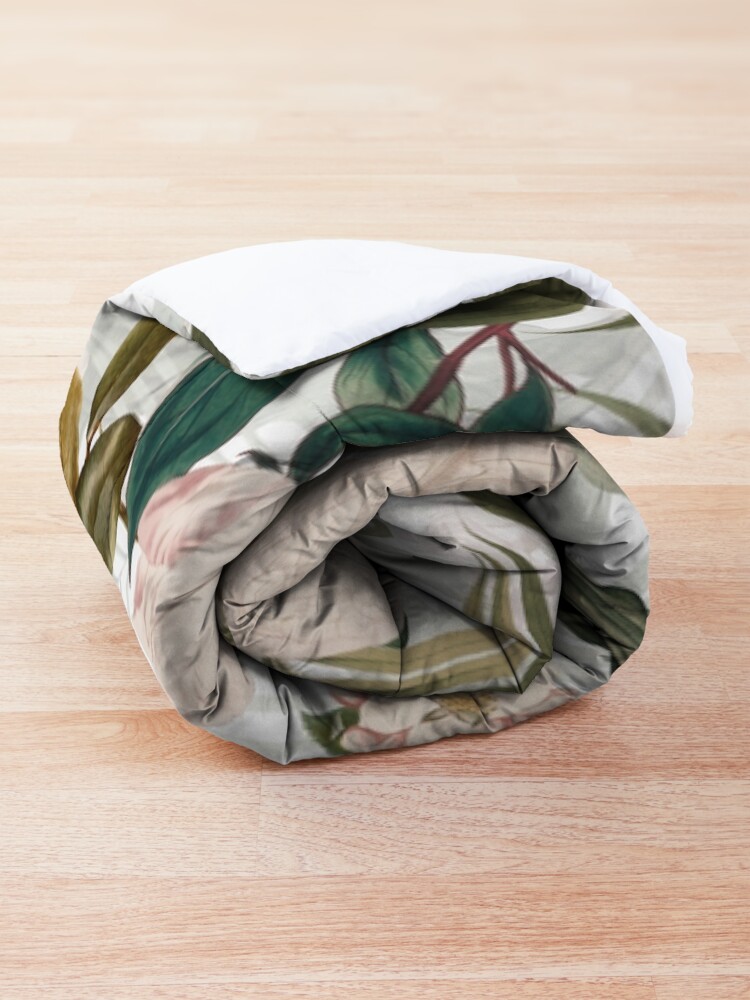 Alternate view of Tropical cockatoo and jungle pattern - white Comforter