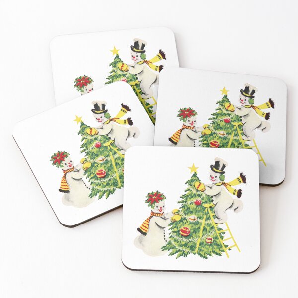 Item preview, Retro Snow Couple Christmas Tree Decorating designed and sold by Angelandspot.