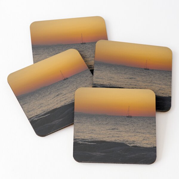 Item preview, Sunset with boat silhouette in Cefalu Italy (Sicily) designed and sold by Meandering Max.