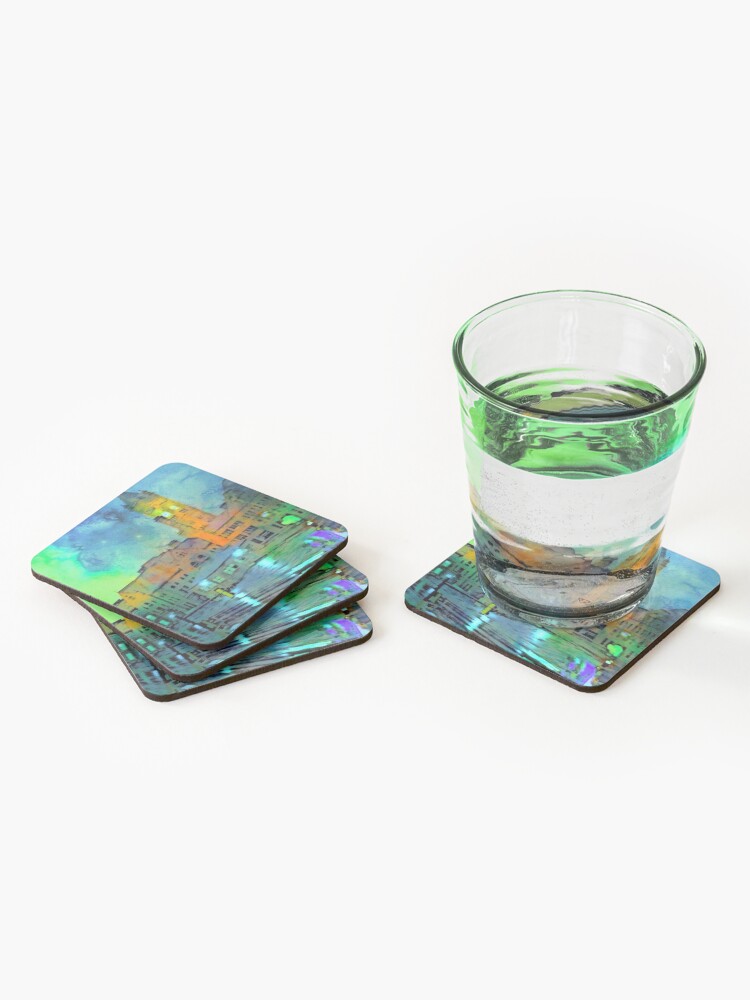 Alternate view of Clock Tower in Rain Coasters (Set of 4)