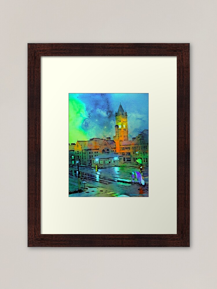 Alternate view of Clock Tower in Rain Framed Art Print