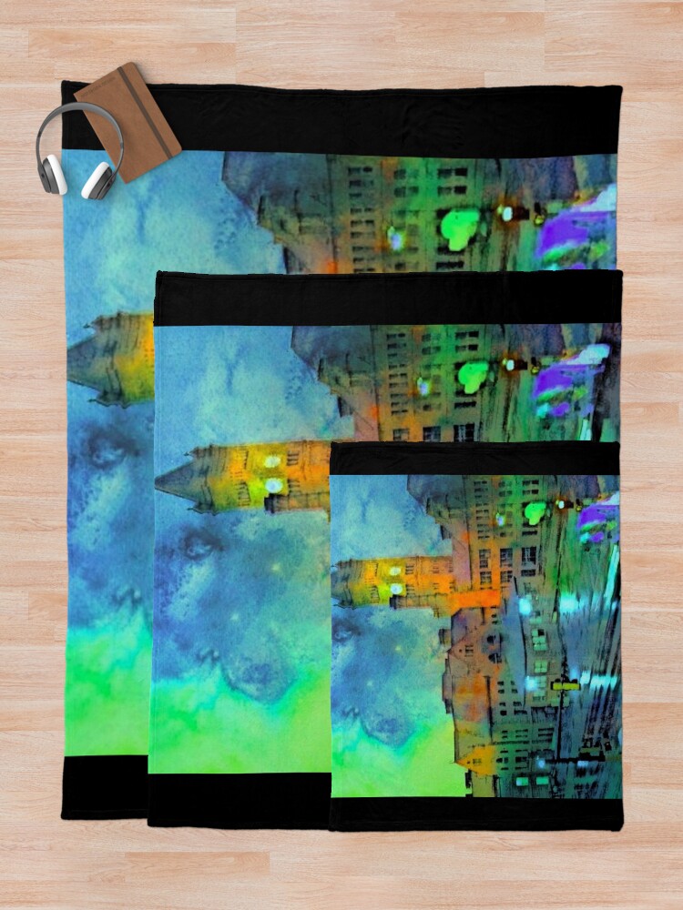 Alternate view of Clock Tower in Rain Throw Blanket