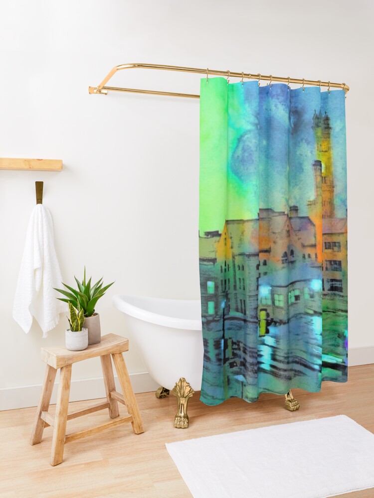 Alternate view of Clock Tower in Rain Shower Curtain