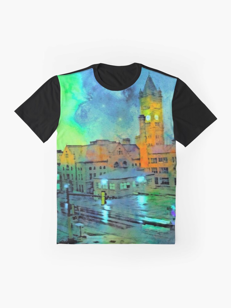 Alternate view of Clock Tower in Rain Graphic T-Shirt