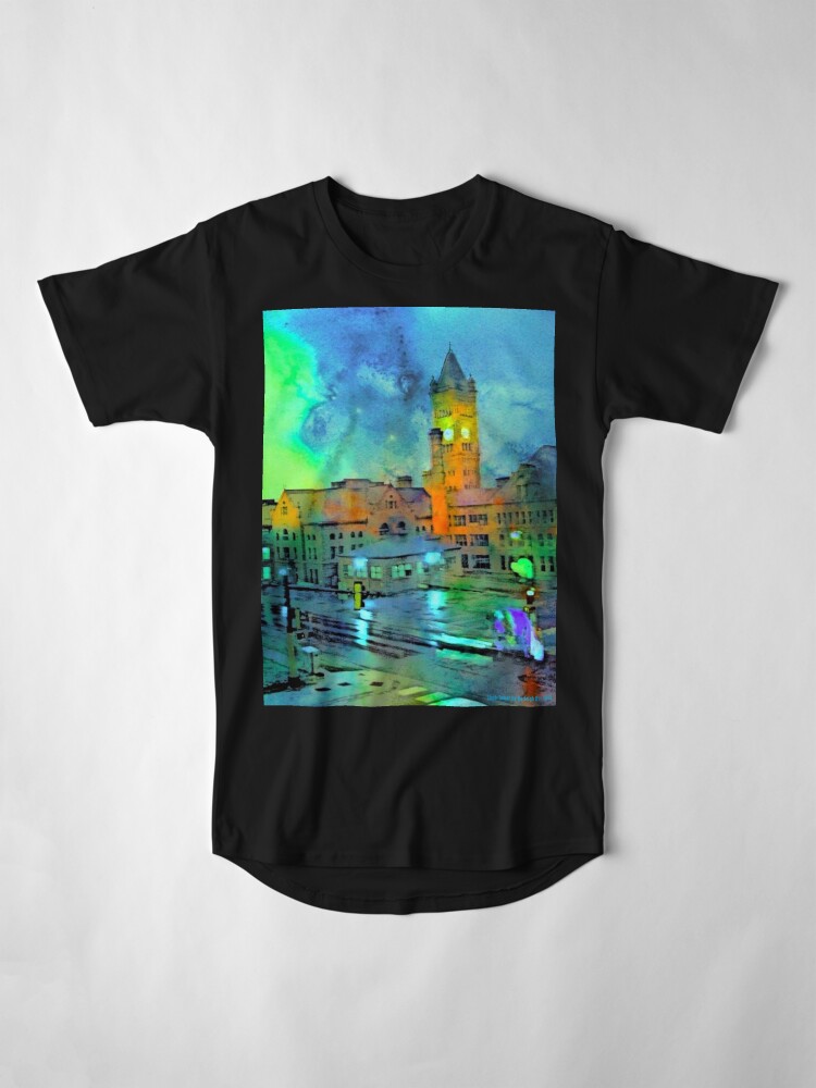 Alternate view of Clock Tower in Rain Long T-Shirt