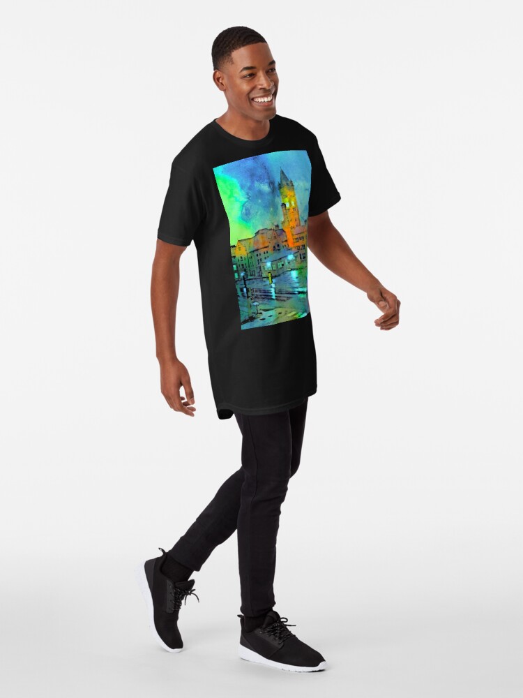 Alternate view of Clock Tower in Rain Long T-Shirt