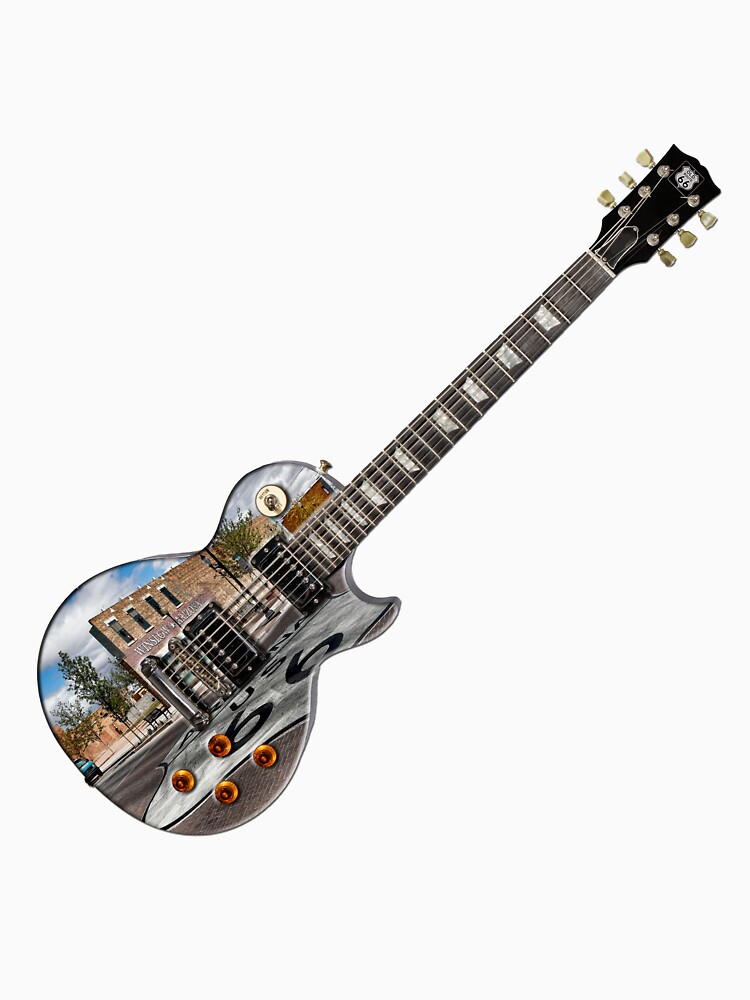 Thumbnail 7 of 7, Classic T-Shirt, Winslow Arizona Route 66 Guitar at 45 Degree Angle designed and sold by Warren Paul Harris.
