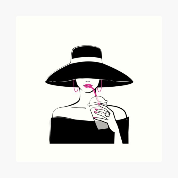 Black Hat Girl Art Print