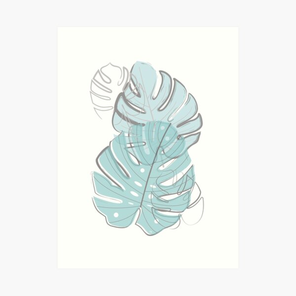 Tropical Blue leaves Art Print
