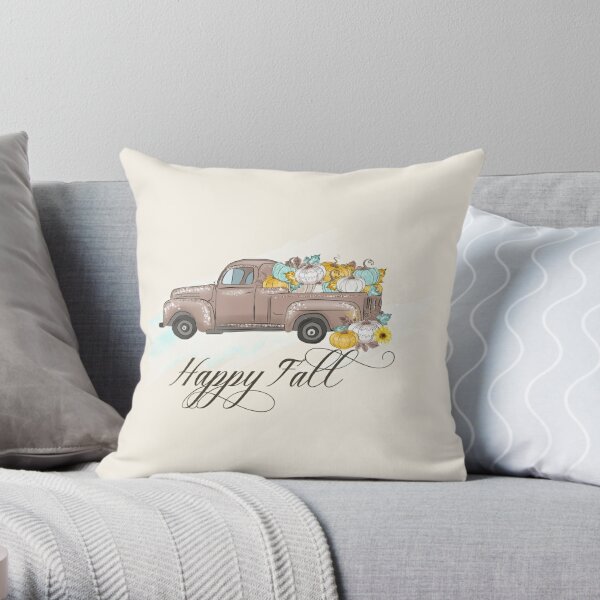 Happy Harvest Vintage Pickup Truck Throw Pillow