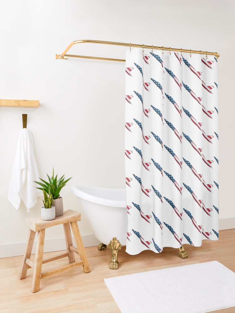 Alternate view of American Flag Military Jet Shower Curtain