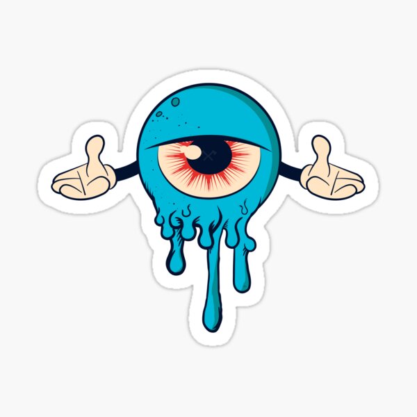 Blue Monster Cartoon Sticker