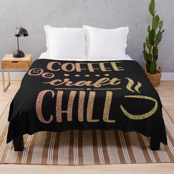 Item preview, Coffee, Craft, Chill. Rose Gold Glitter Crafting Quote on Black designed and sold by MysticMagpie.