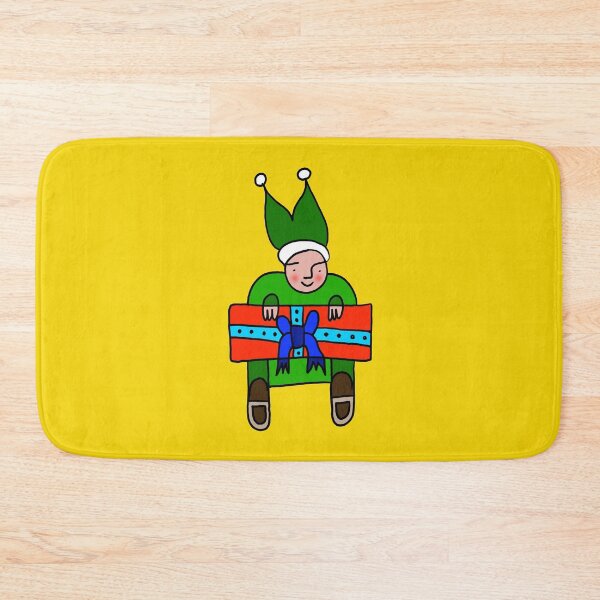 Item preview, Elf with a Gift for Christmas on Yellow Board designed and sold by Istvan Ocztos.