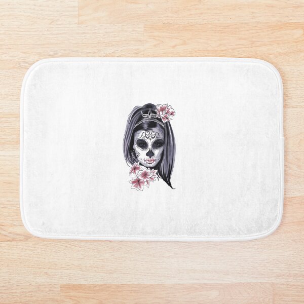 Item preview, Calavera y tibias cruzadas con maquillaje y flores. designed and sold by nellylebrun.