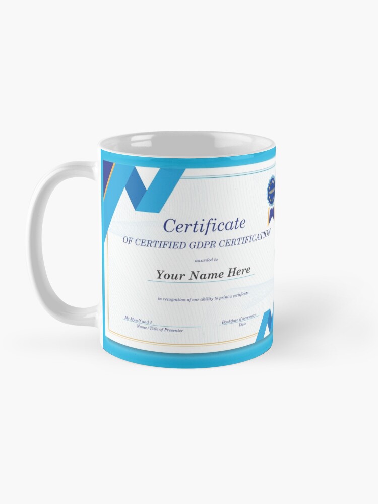 Thumbnail 3 of 6, Coffee Mug, Certificate of Certified GDPR Certification designed and sold by DataKat.