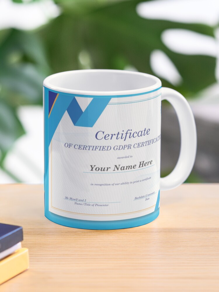 Thumbnail 1 of 6, Coffee Mug, Certificate of Certified GDPR Certification designed and sold by DataKat.