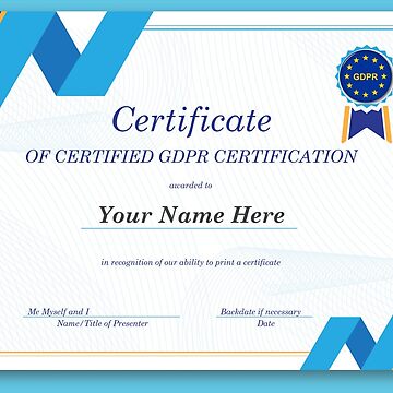Artwork thumbnail, Certificate of Certified GDPR Certification by DataKat