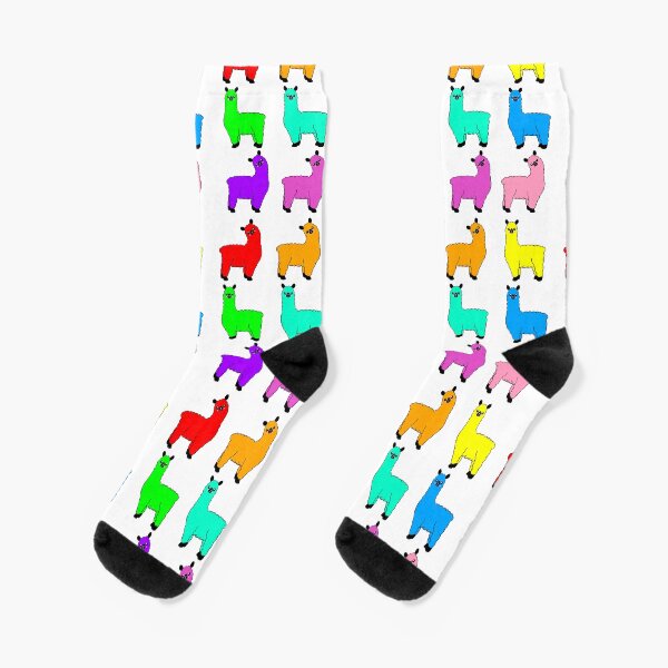 Rainbow Llamas Socks