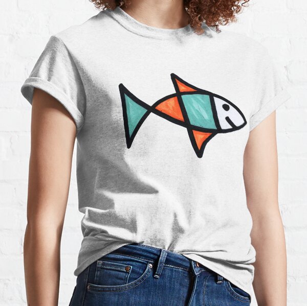 Smiling Fish on White Board Classic T-Shirt