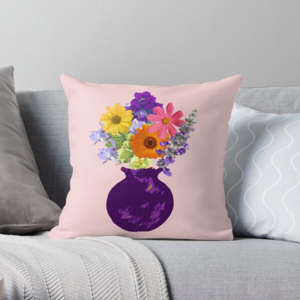 Purple vase still life Throw Pillow